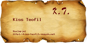 Kiss Teofil névjegykártya